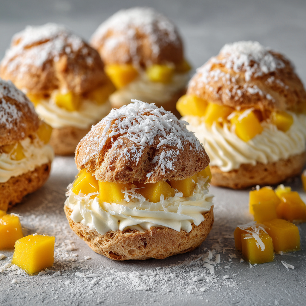 Mango Coconut Cream Puffs Recipe - Recipe Image