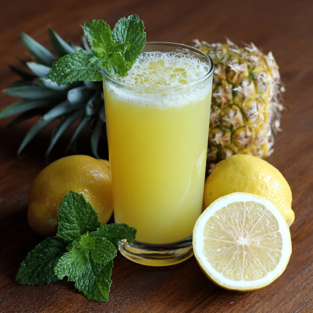 Pineapple Lemon Mint Juice Recipe - Recipe Image