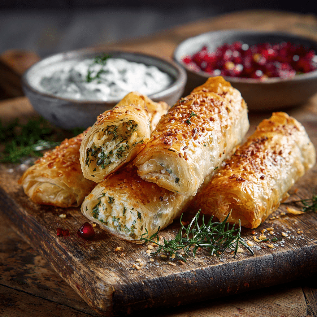 Cheese and Herb Börek Rolls Recipe - Recipe Image