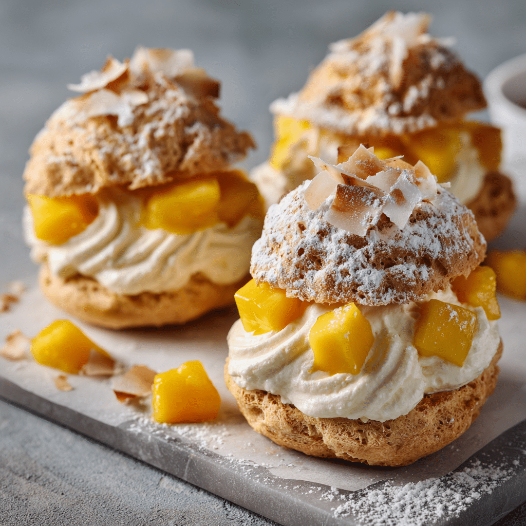 Mango Coconut Cream Puffs Recipe - Recipe Image