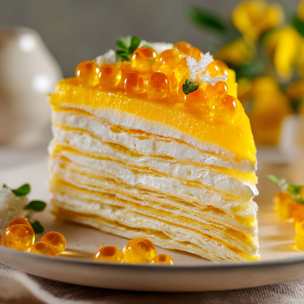 Mango Sago Crepe Cake Recipe - Recipe Image