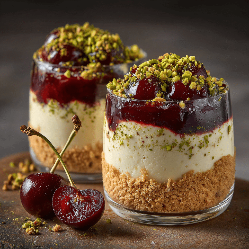 Cherry Pistachio Cheesecake Cups Recipe - Recipe Image