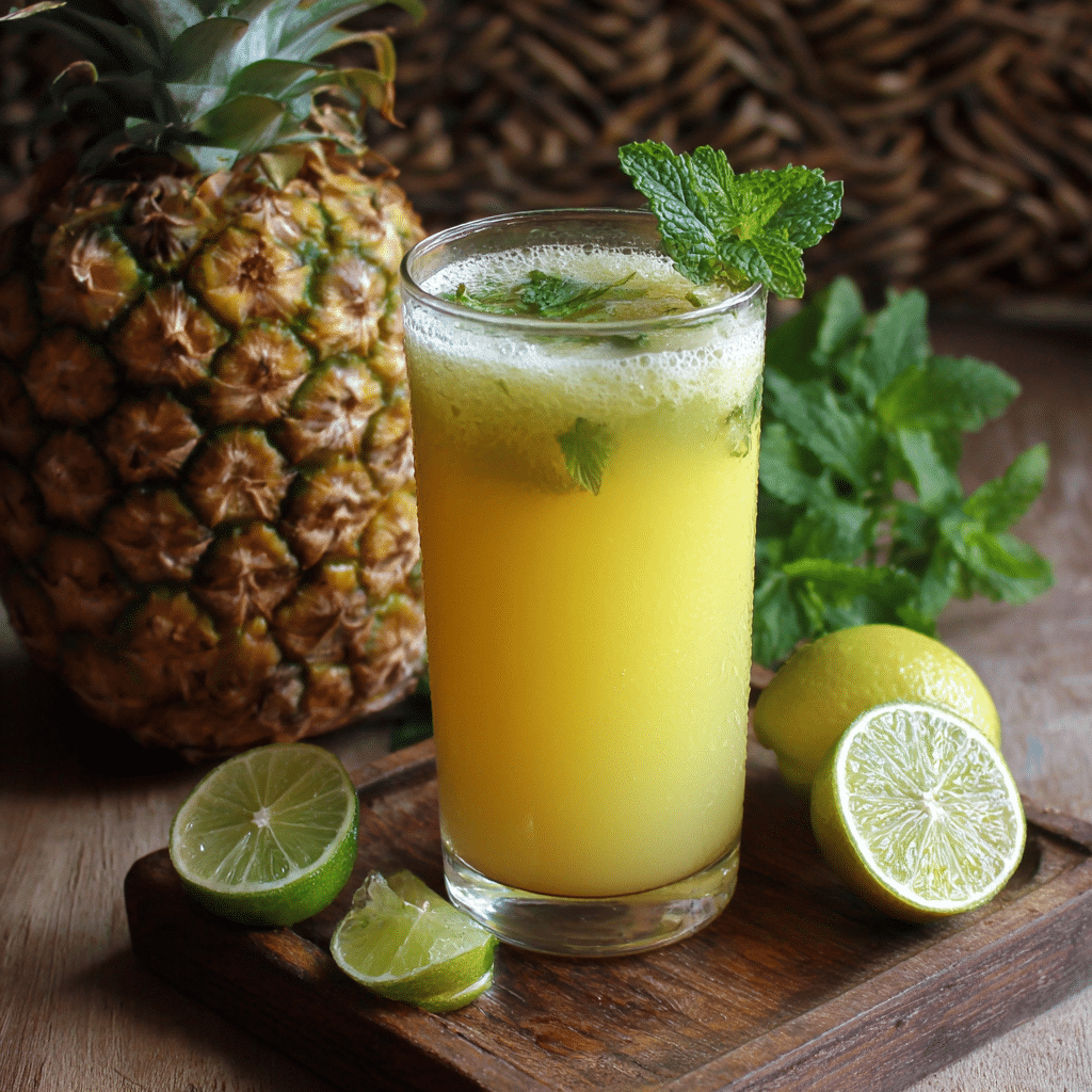 Pineapple Lemon Mint Juice Recipe - Recipe Image