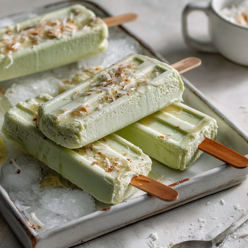 Buko Pandan Ice Cream Bars Recipe - Recipe Image