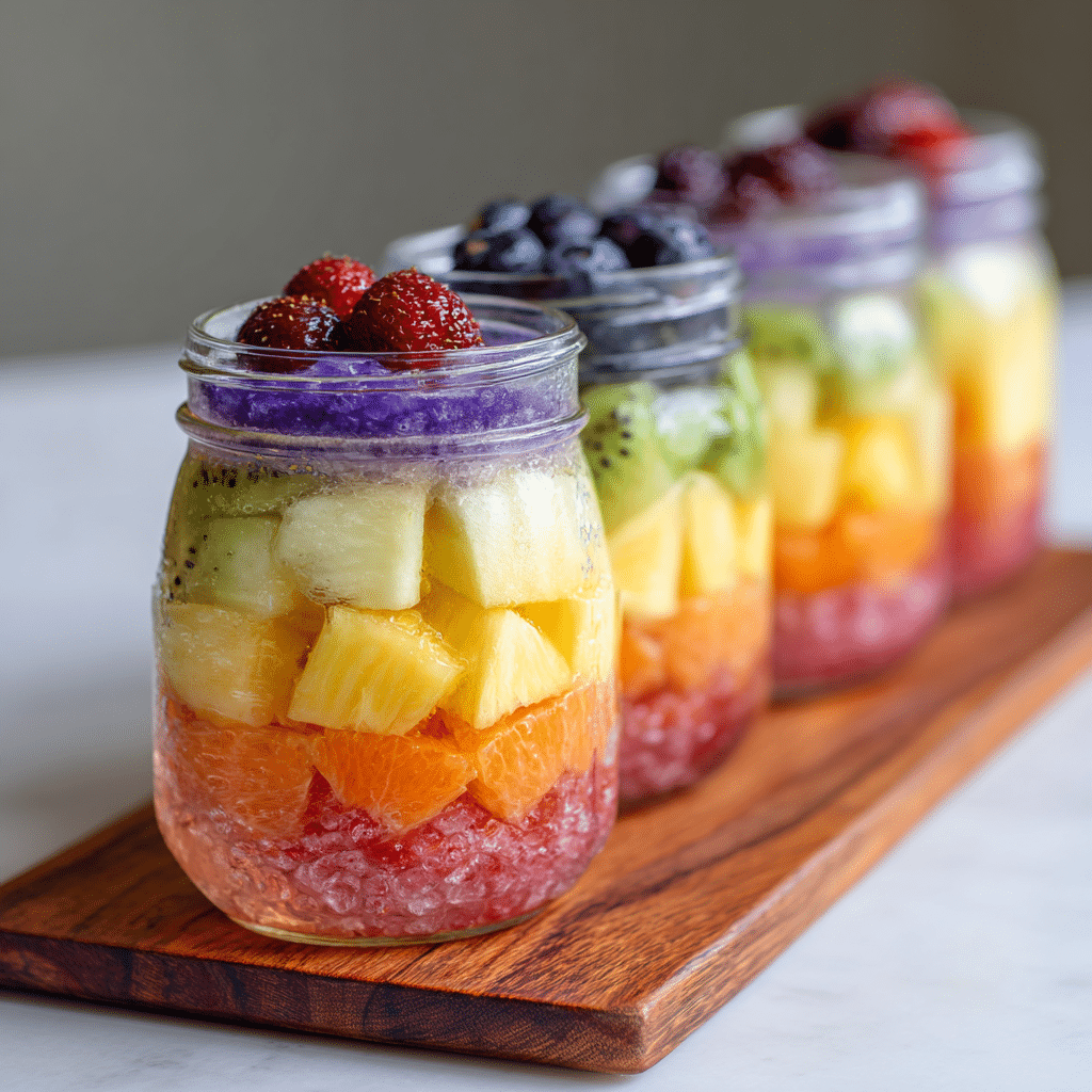Rainbow Tropical Fruit Jars Recipe - Recipe Image